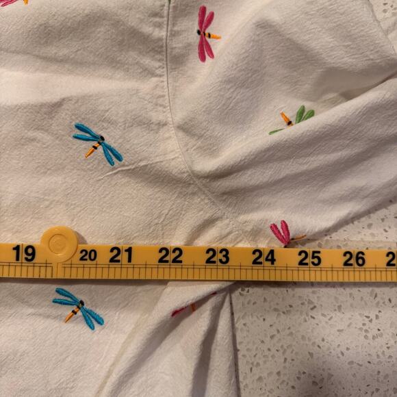 Vintage Casey Coleman Embroidered Dragonfly Button Down Shirt White 1X Cotton - Picture 7 of 7